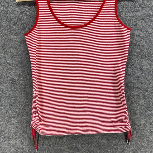 Chaps Activewear Tank Women S Small Red Striped Cotton Sleeveless Round Neck - Picture 4 of 9
